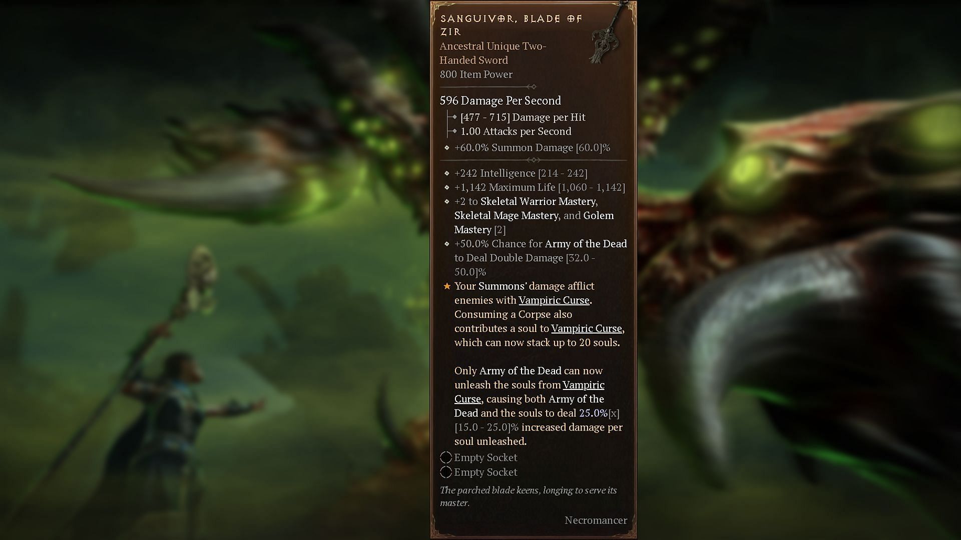 Sanguivor rolls with several potent affixes (Image via Blizzard Entertainment)